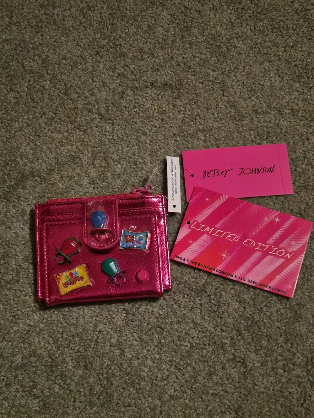 Extemely Rare!!  Betsey Johnson Ring Pop Metallic Hot Pink Wallet!